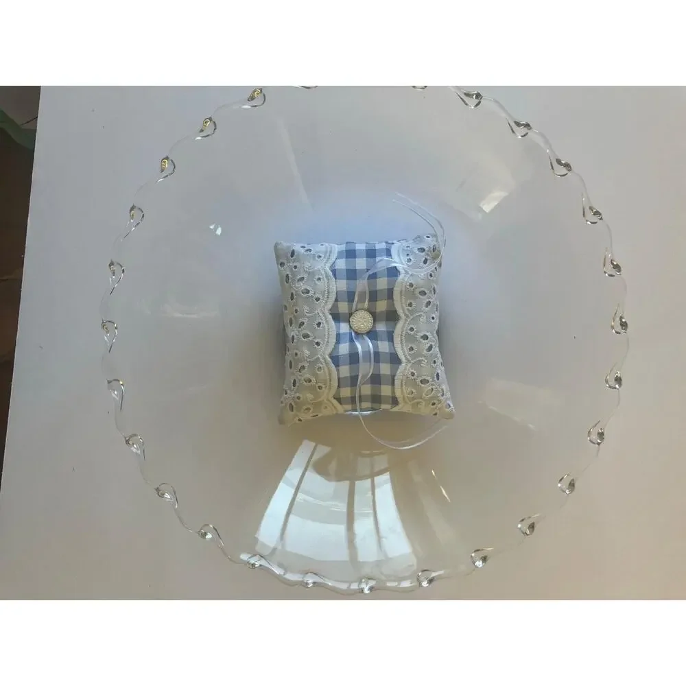 Handmade Lace Ring Bearer Pillow: Gingham Wedding Ring Cushion